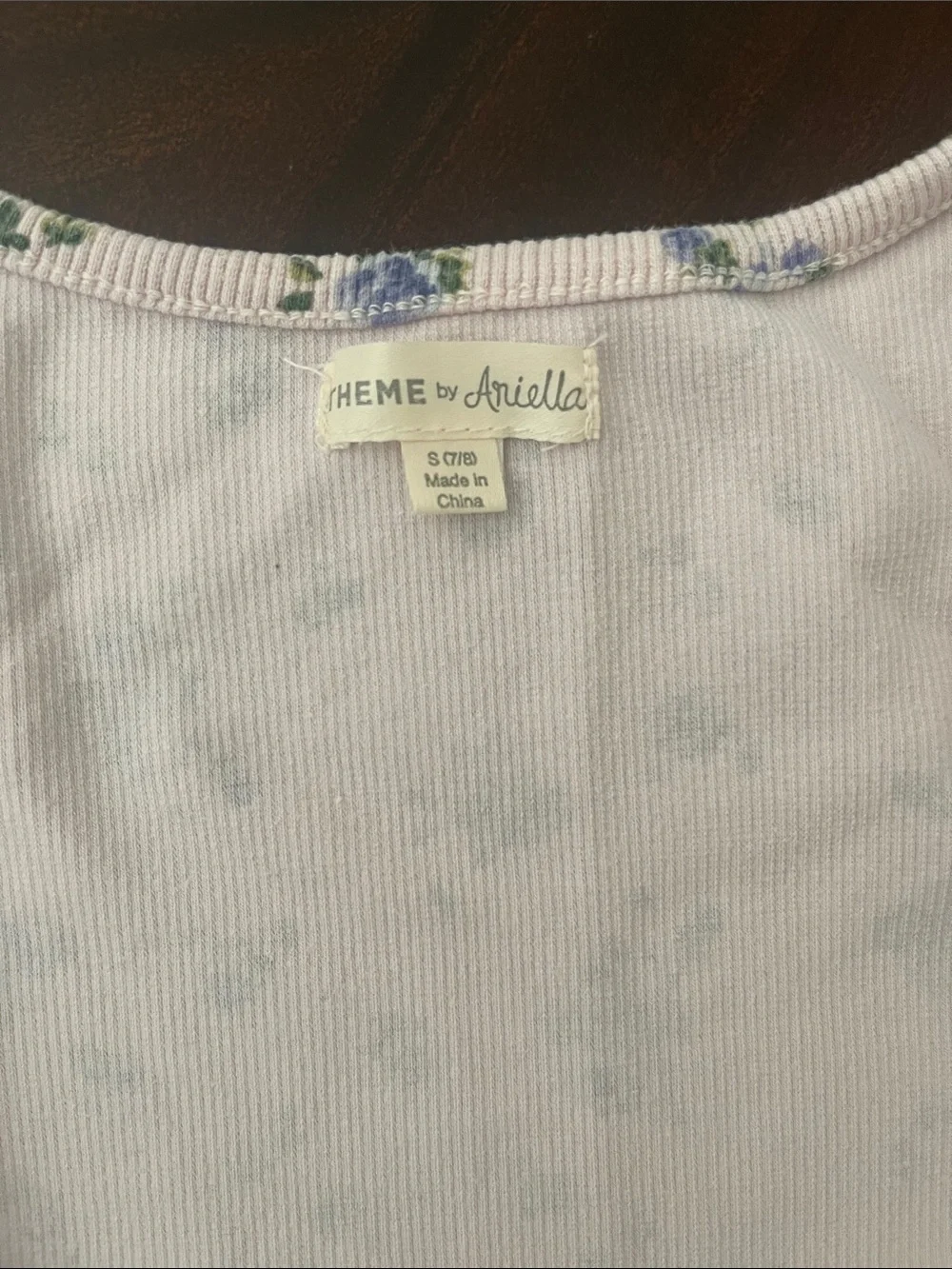 Two Girls' Floral Short-Sleeve Pajama Topst - Pink and Light Blue size S 7/8